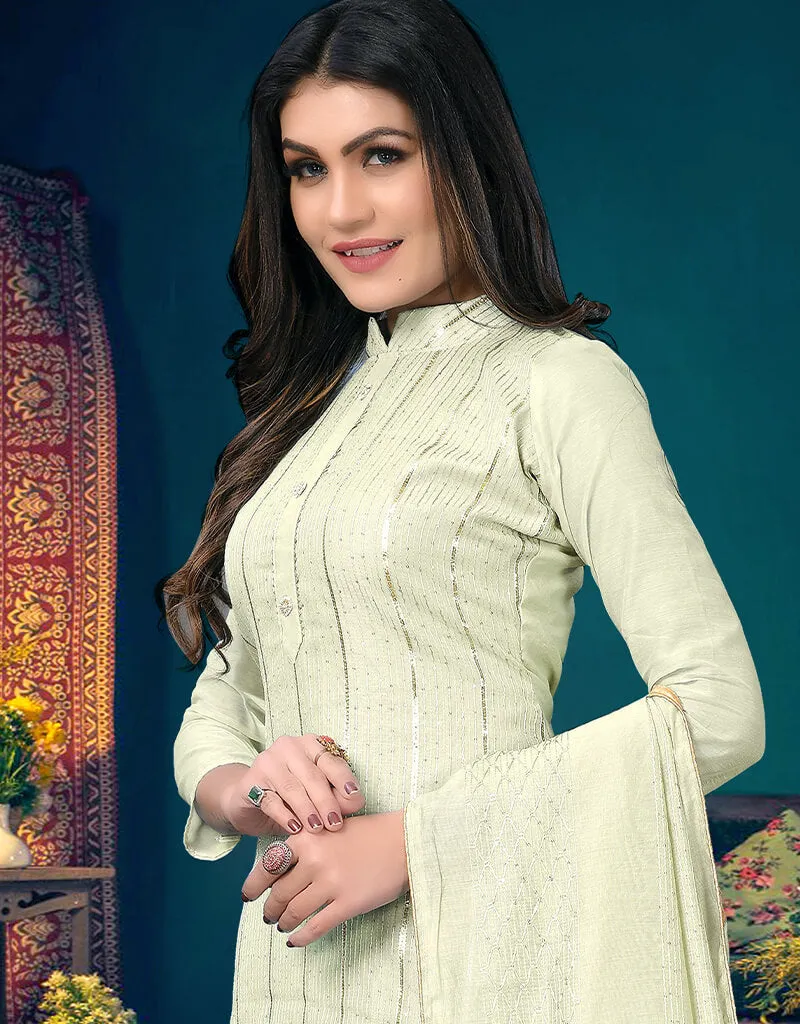Beige Modal Chanderi Chudidar Salwar Suit