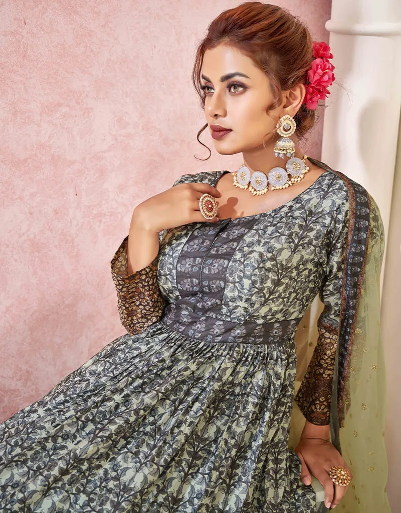 Black Dola Silk Anarkali Suit