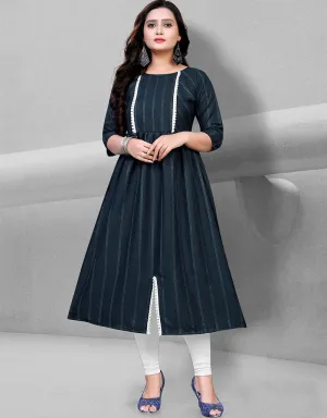 Black Heavy Cotton Chudidar Kurti