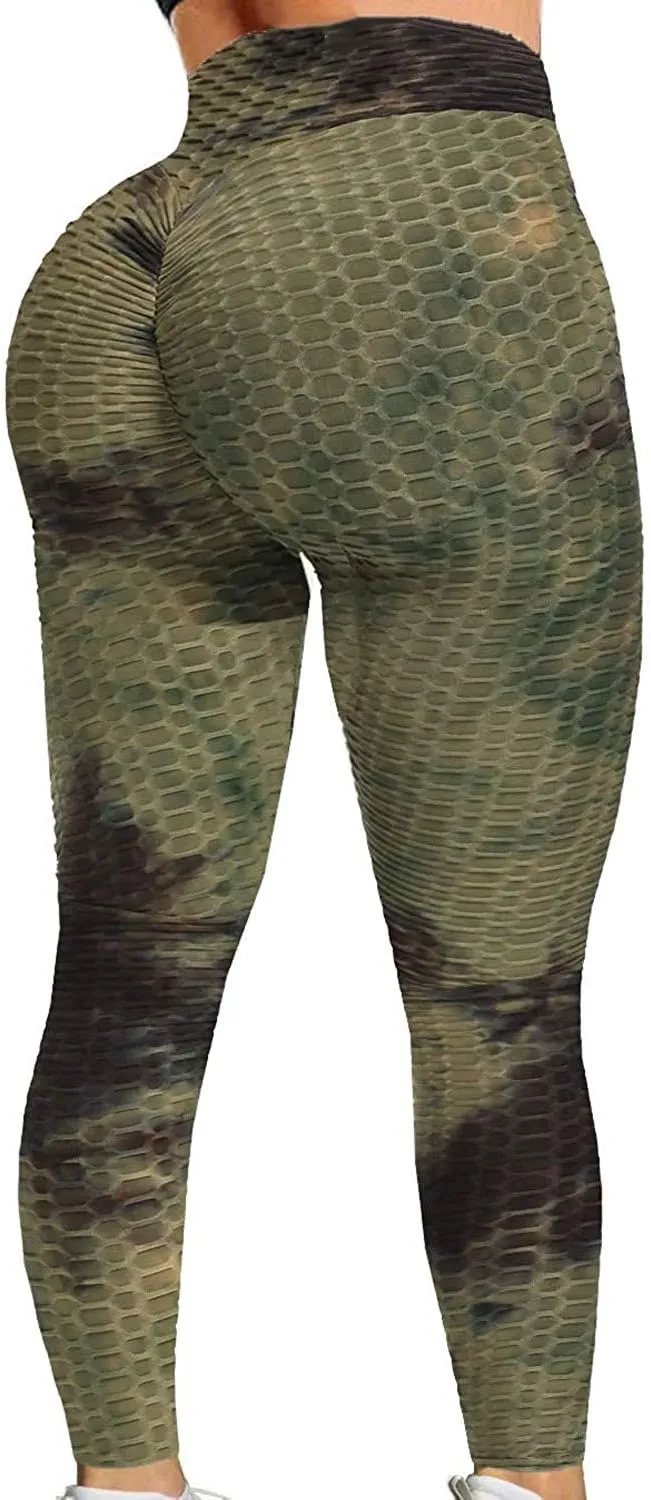 Booty Leggings for Women Textured Scrunch Butt Lift Yoga Pants Slimming Workout High Waisted Anti Cellulite Tights
