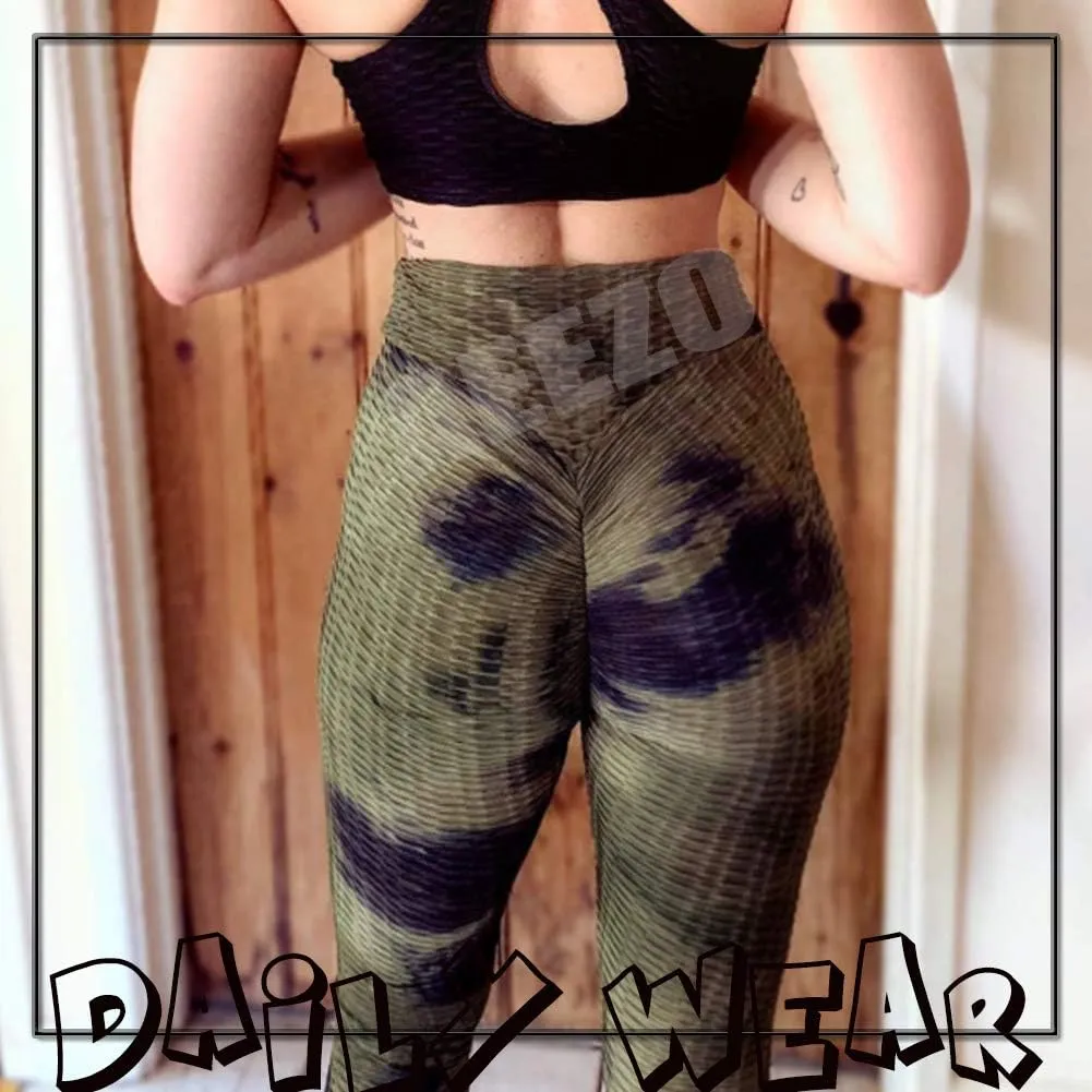 Booty Leggings for Women Textured Scrunch Butt Lift Yoga Pants Slimming Workout High Waisted Anti Cellulite Tights