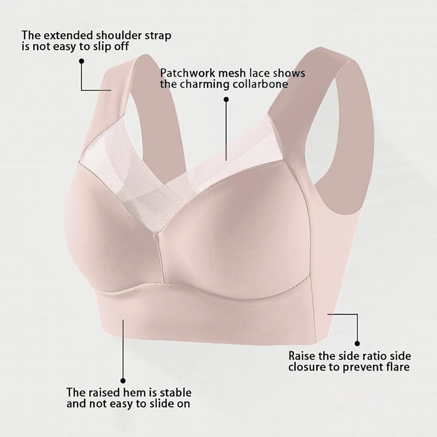 Bras for Older Women,Adjustable Wireless Support Bra No Underwire Seamless Bralette Wirefree Push-Up Padded Bras