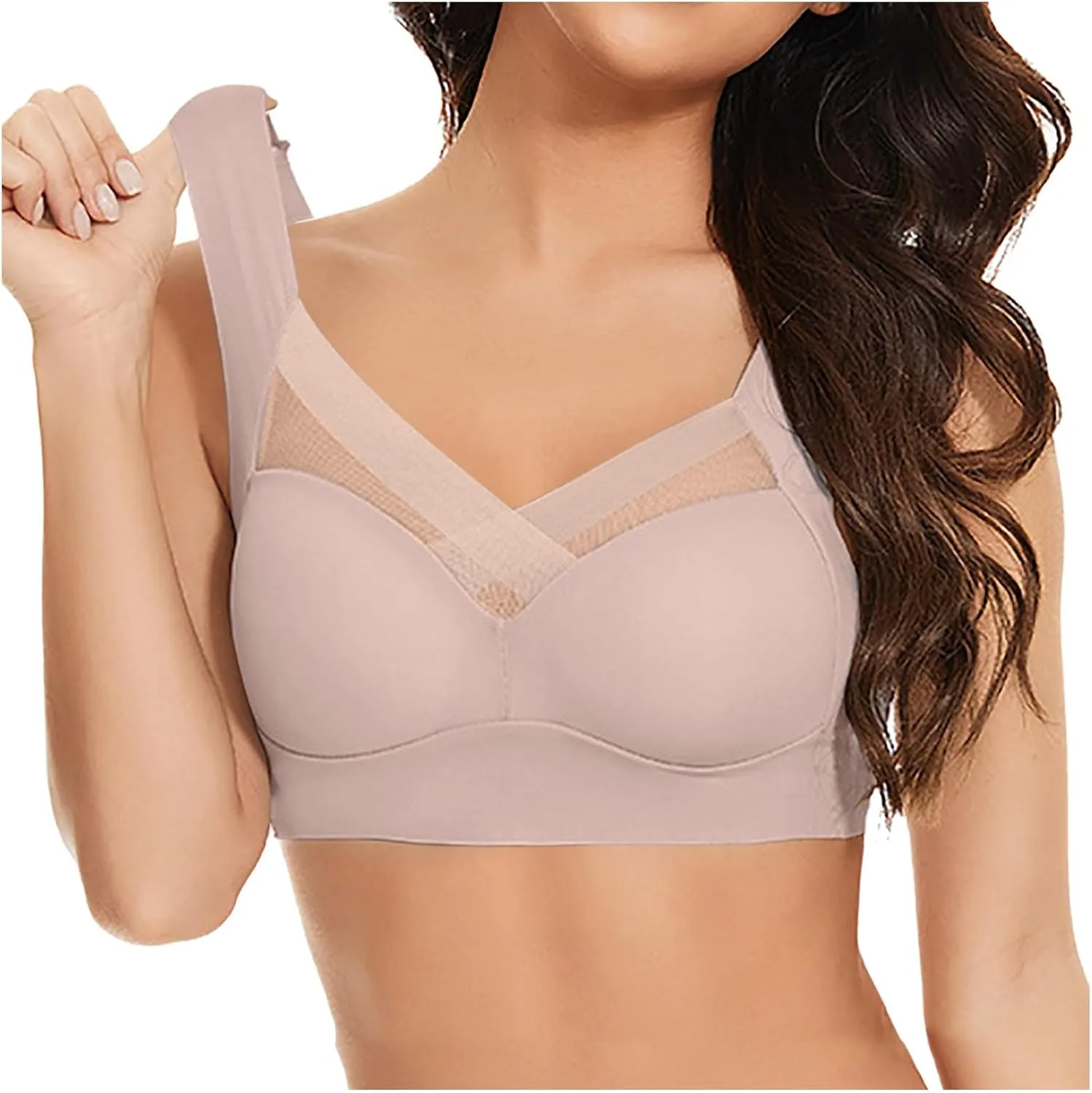 Bras for Older Women,Adjustable Wireless Support Bra No Underwire Seamless Bralette Wirefree Push-Up Padded Bras