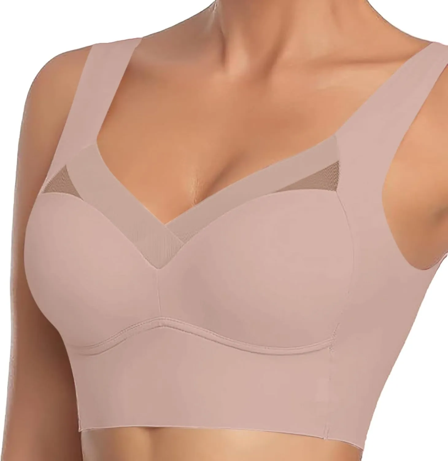 Bras for Older Women,Adjustable Wireless Support Bra No Underwire Seamless Bralette Wirefree Push-Up Padded Bras