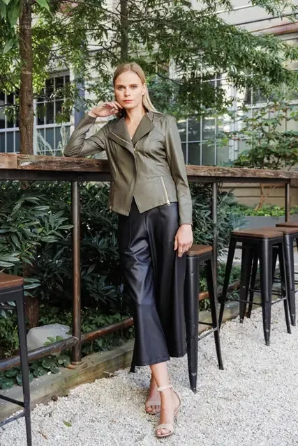 Clara Sunwoo #JK161 OLIVE liquid leather jacket