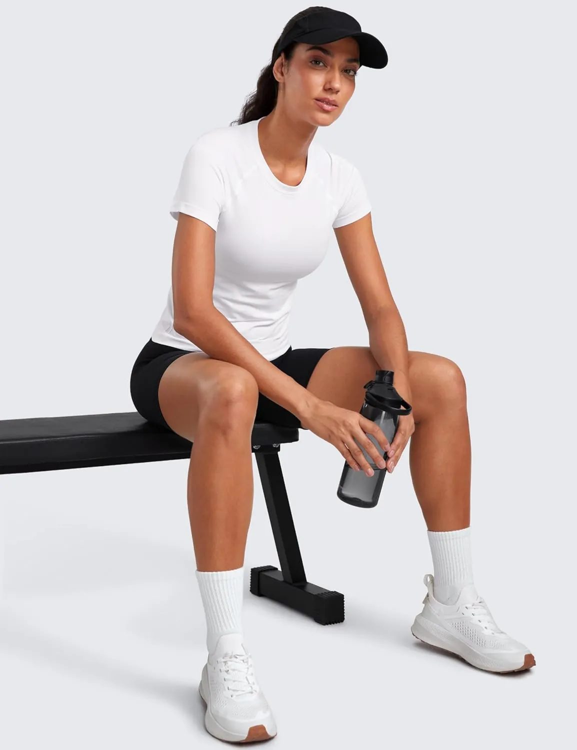 CRZ YOGA Seamless Short Sleeve Shirts for Women Breathable Running Workout Tops Athletic Gym Yoga Basic T-Shirts