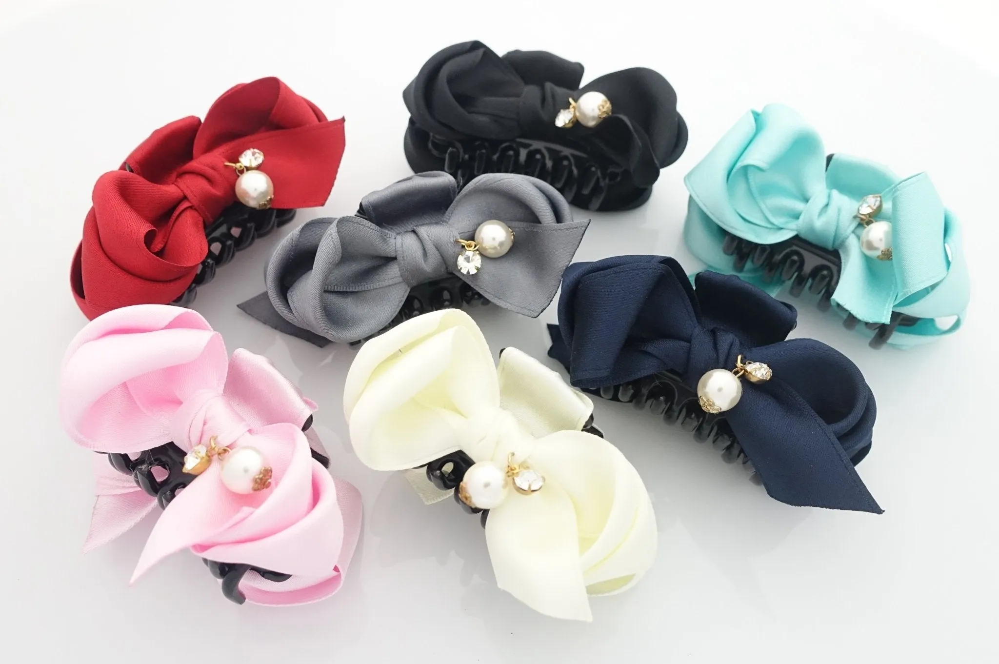 Handmade Satin Bow Mini Hair jaw Claw Clip Women Hair Accessories Small Hair Claw