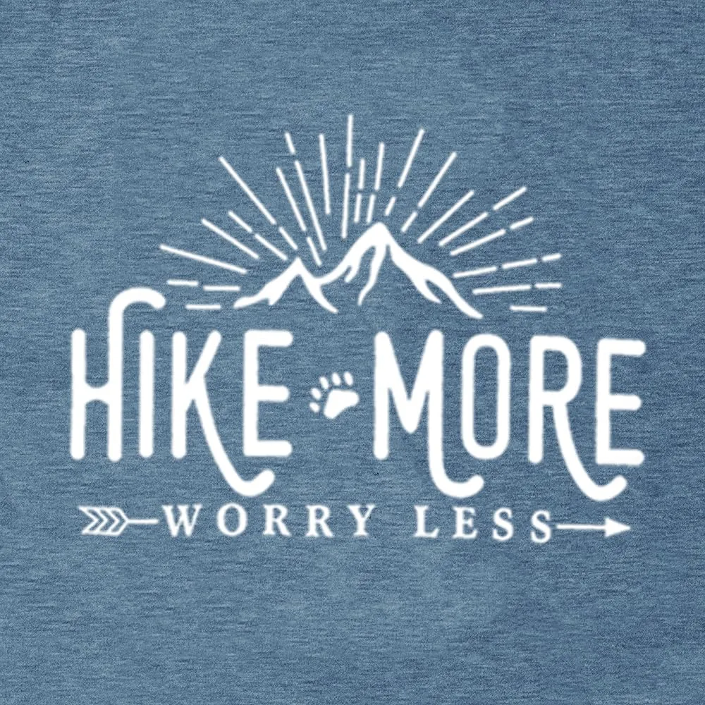 Hiking Shirt for Women Adventure Mountain Graphic Athletic Shirts Funny Hike More Worry Less Tee Tops