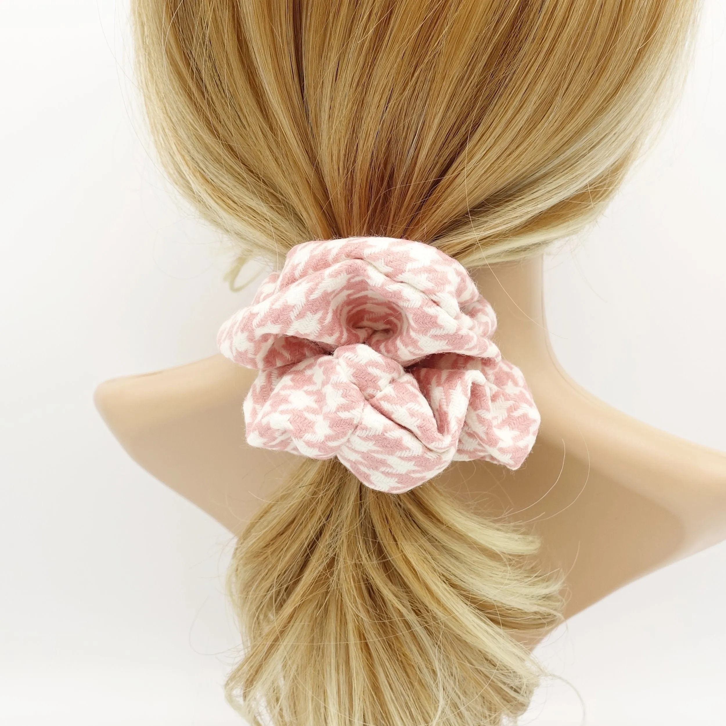 houndstooth check scrunchies Fall Winter pattern scrunchy women hair accessories