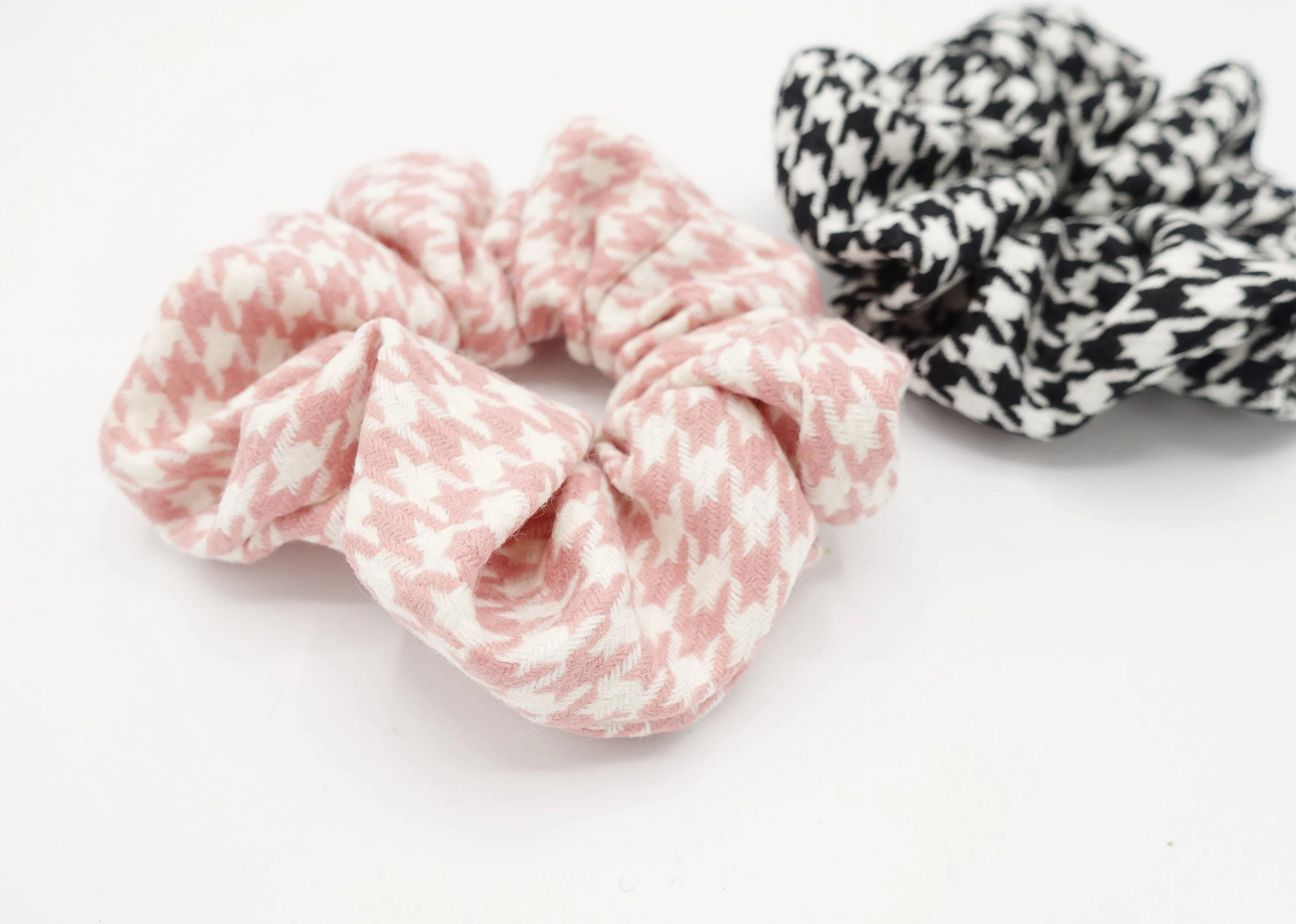 houndstooth check scrunchies Fall Winter pattern scrunchy women hair accessories