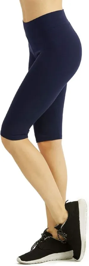 I&S Women's Knee Length Cotton Biker Shorts Leggings Walking Exercise Workout Yoga Boyshorts Activewear