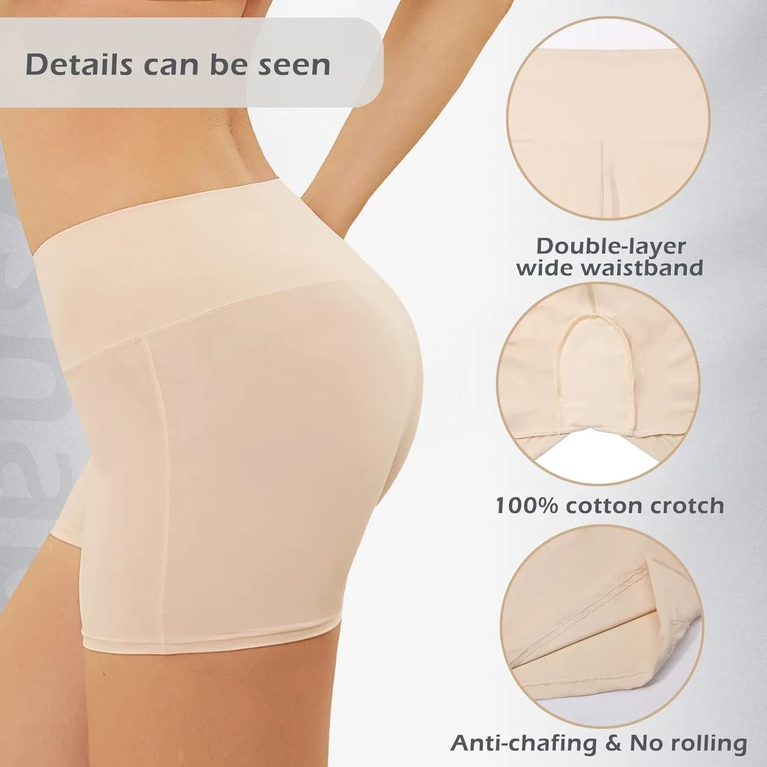 JOYSHAPER Women's Smooth Slip Shorts Under Dresses Comfortable Boyshorts Panties Nylon Spandex Underwear Stretch Shorts