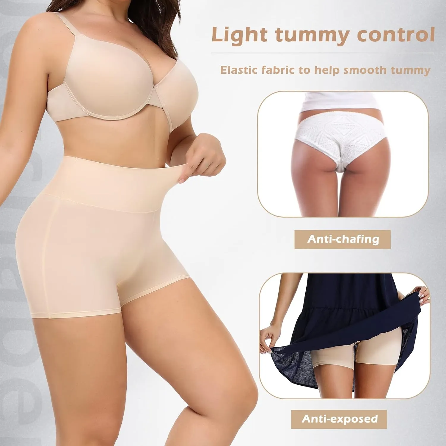 JOYSHAPER Women's Smooth Slip Shorts Under Dresses Comfortable Boyshorts Panties Nylon Spandex Underwear Stretch Shorts