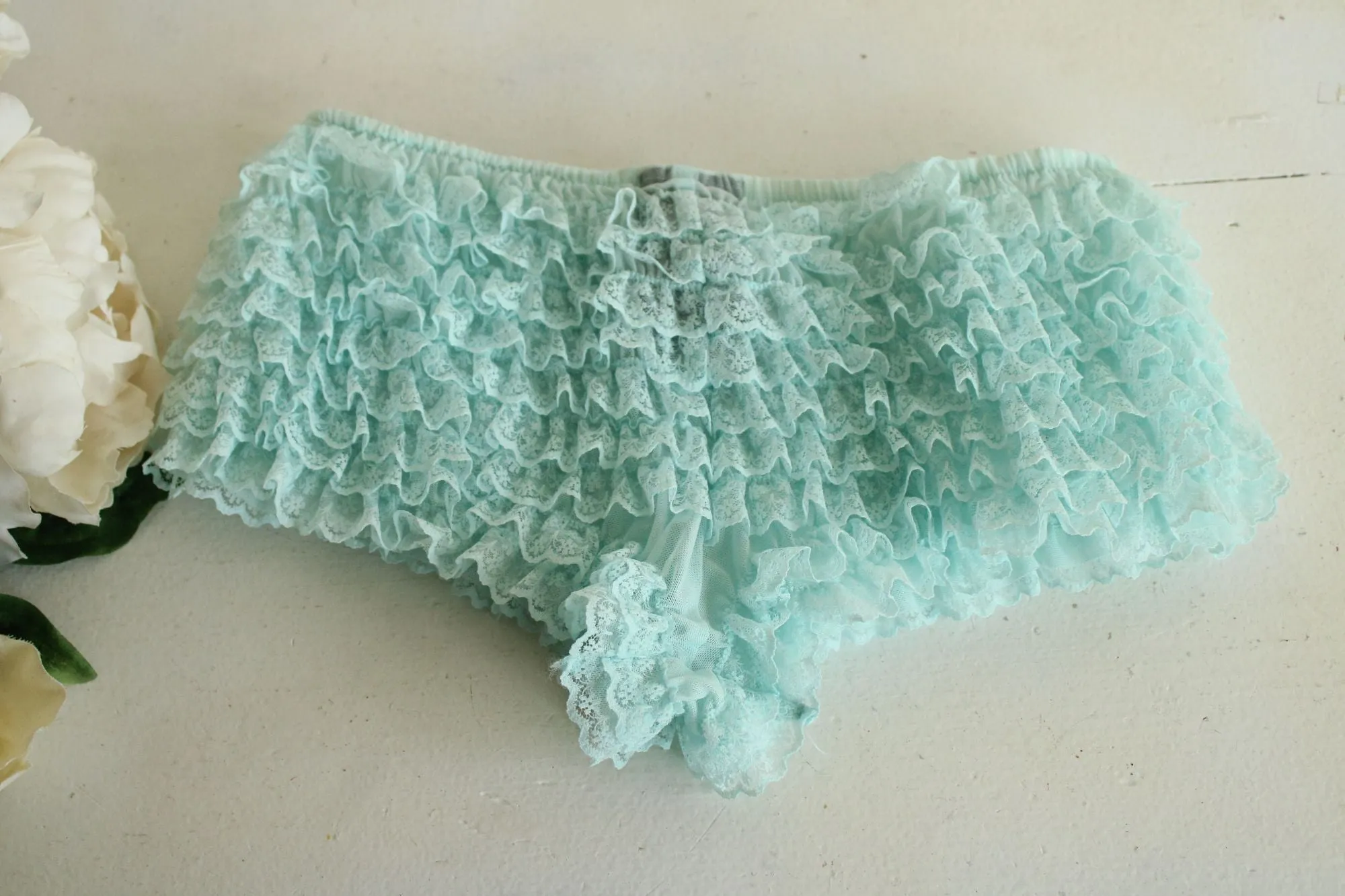 Leg Avenue Frilly Bloomer Boyshorts, One Size, Light Blue