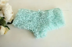 Leg Avenue Frilly Bloomer Boyshorts, One Size, Light Blue