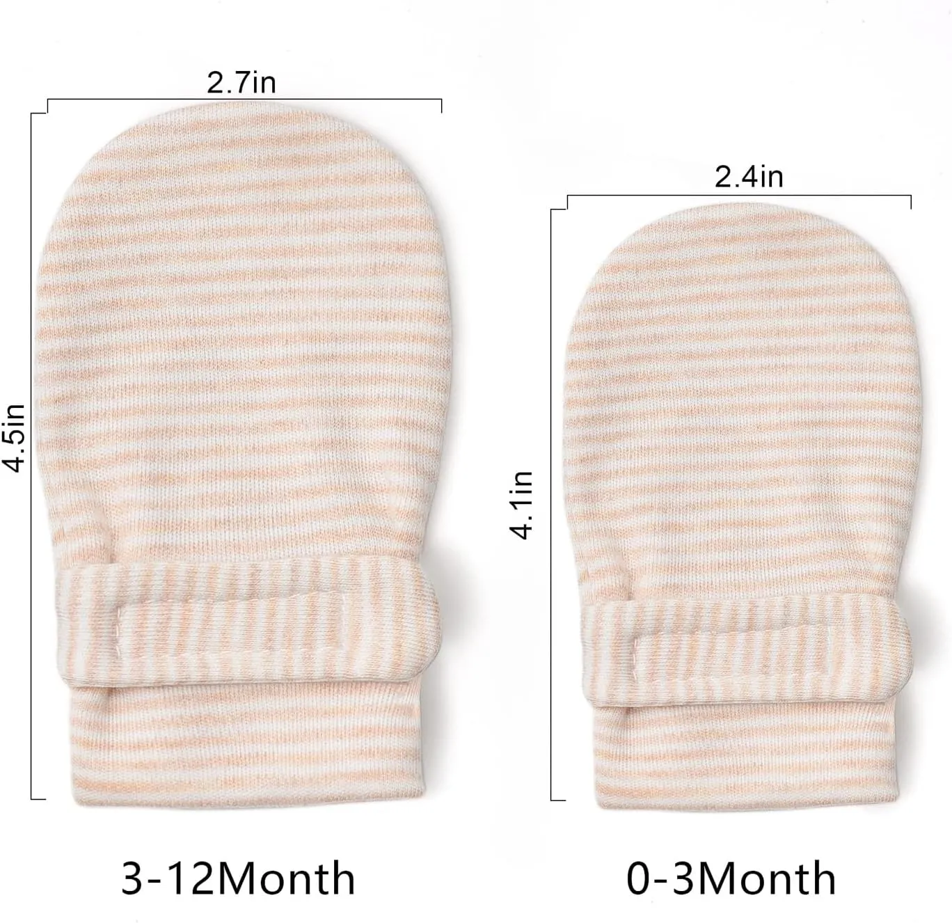 Newborn Baby No Scratch Mittens Stay On, 100% Cotton Breathable, Adjustable Infant Gloves for Baby Boys Girls Mittens
