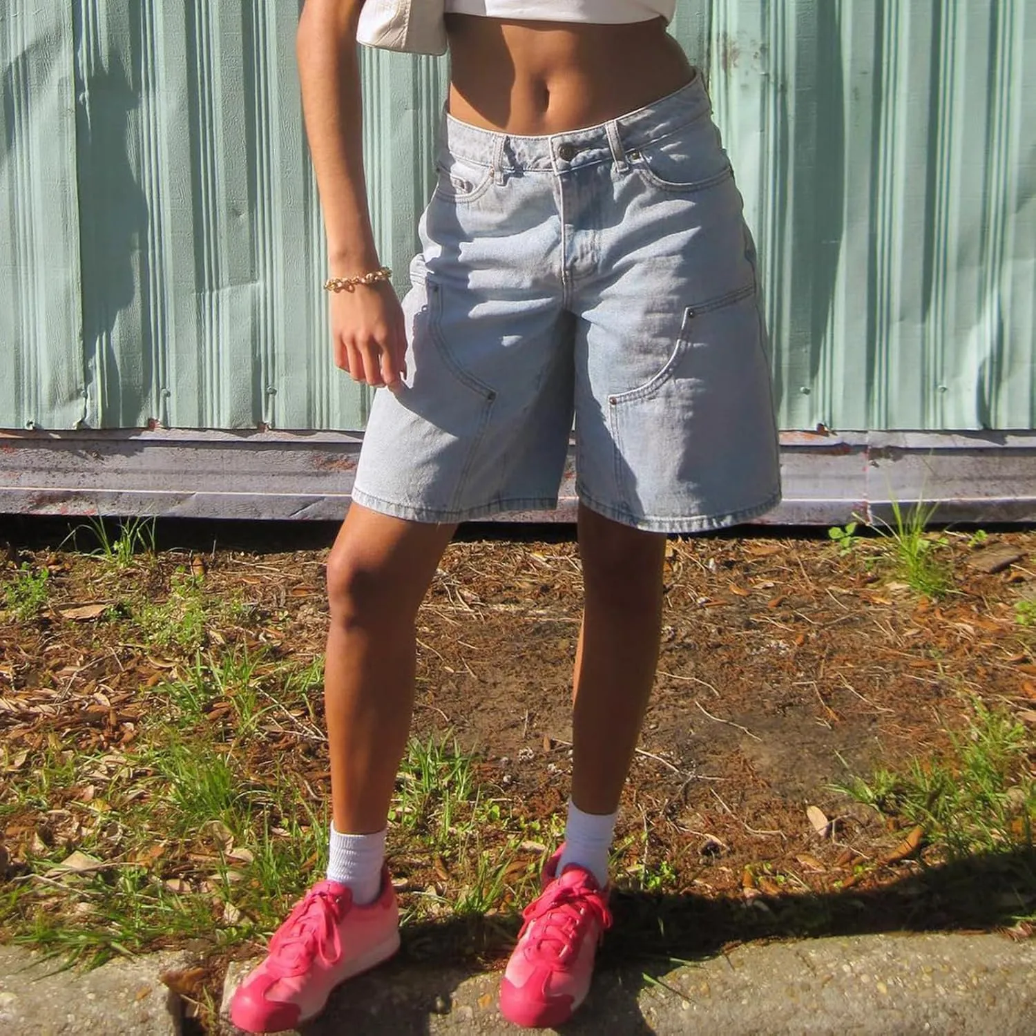 NUFIWI Women Y2k Boyfriend Denim Shorts Low Waist Wide Leg Bermuda Shorts Straight Leg Summer Jean Shorts Streetwear
