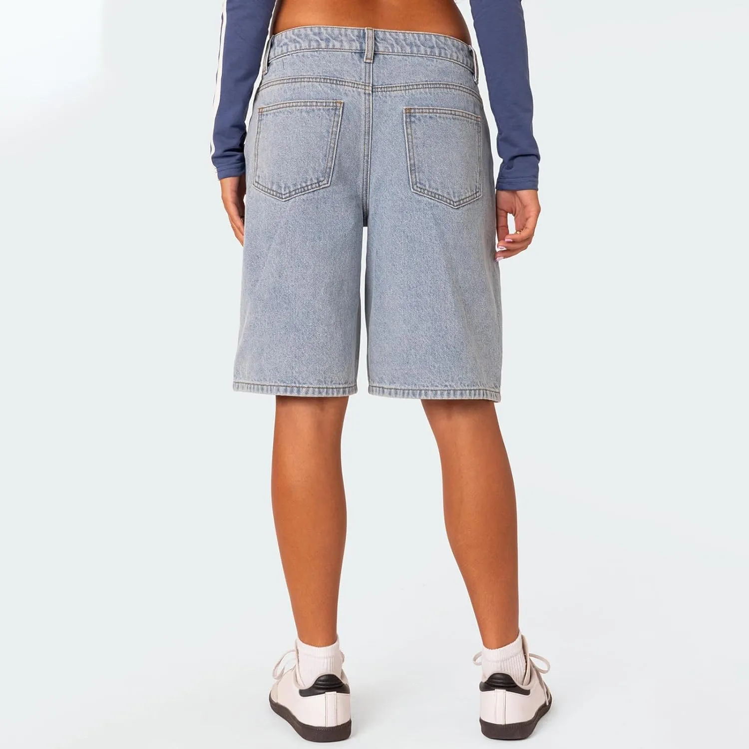 NUFIWI Women Y2k Boyfriend Denim Shorts Low Waist Wide Leg Bermuda Shorts Straight Leg Summer Jean Shorts Streetwear