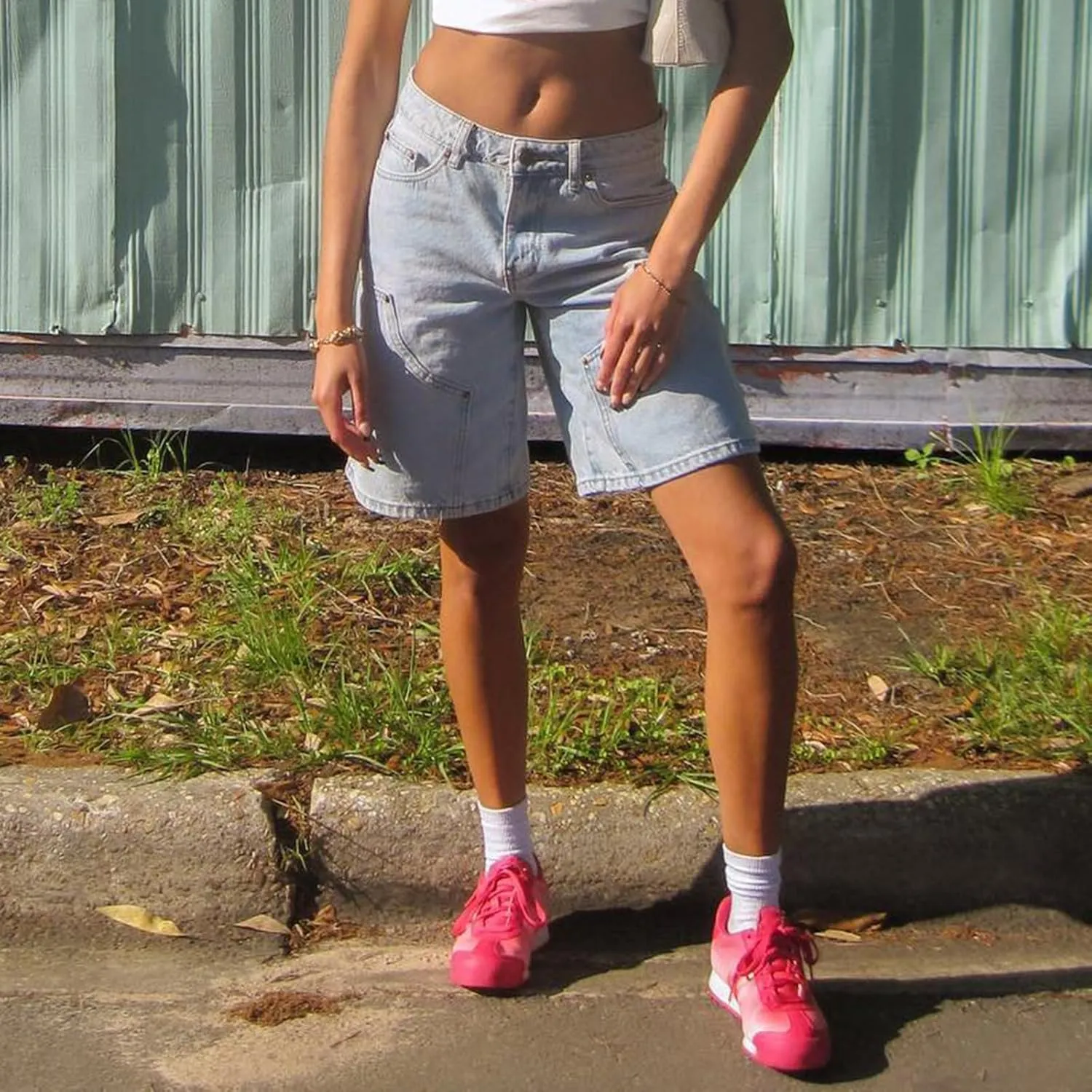 NUFIWI Women Y2k Boyfriend Denim Shorts Low Waist Wide Leg Bermuda Shorts Straight Leg Summer Jean Shorts Streetwear