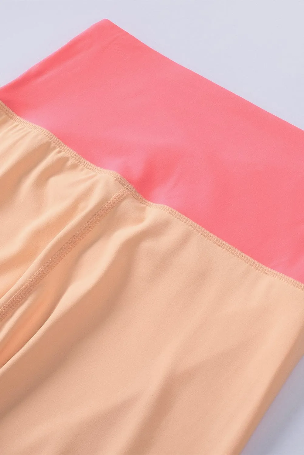 Orange Two-Tone Colorblock Bra Leggings Active Wear Set