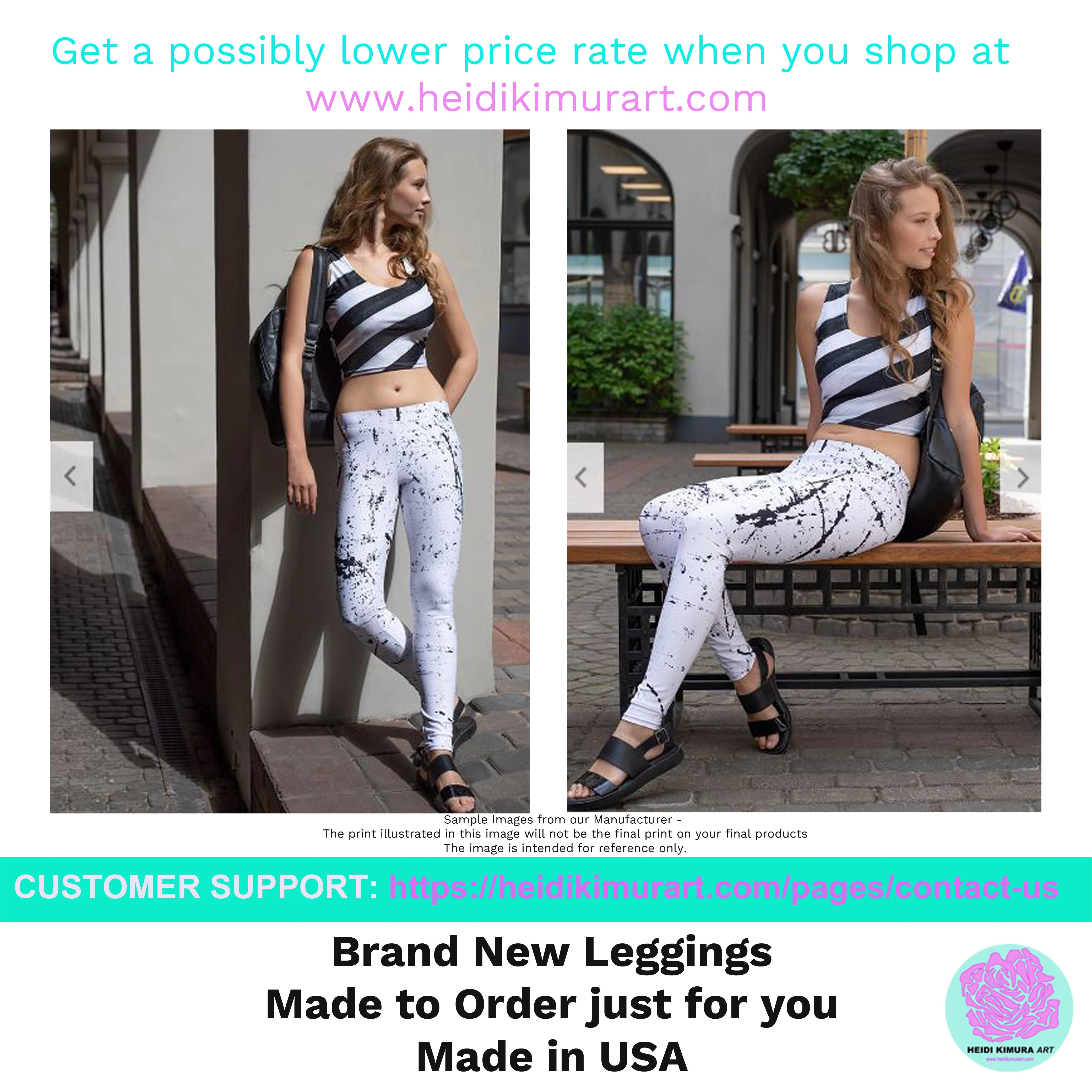 Pink Plaid Women's Leggings, Tartan Print Fitted Sports Long Yoga Pants-Made in USA/EU