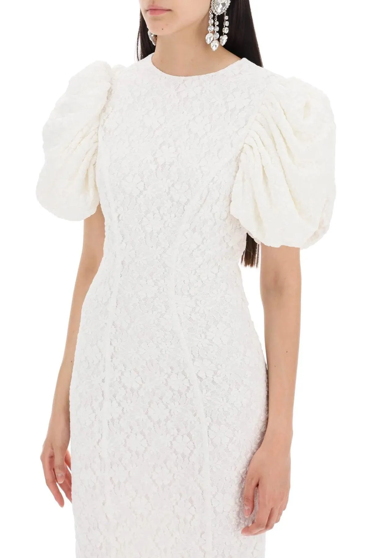 Rotate Midi Lace Dress In White