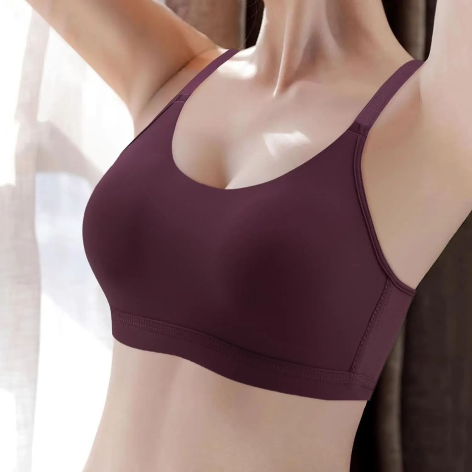 Seamless Bras for Women,Adjustable Wireless Support Bra No Underwire Seamless Bralette Wirefree Push-Up Padded Bras
