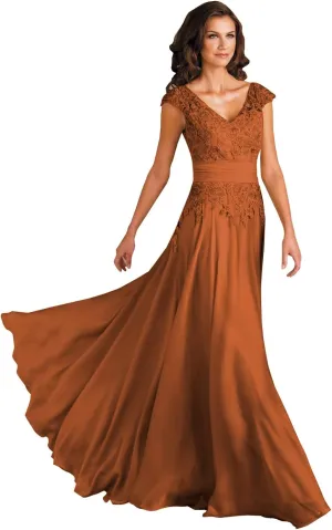 Sukleet Women's Lace Applique Mother of The Bride Dresses for Wedding V-Neck Long Formal Evening Gowns