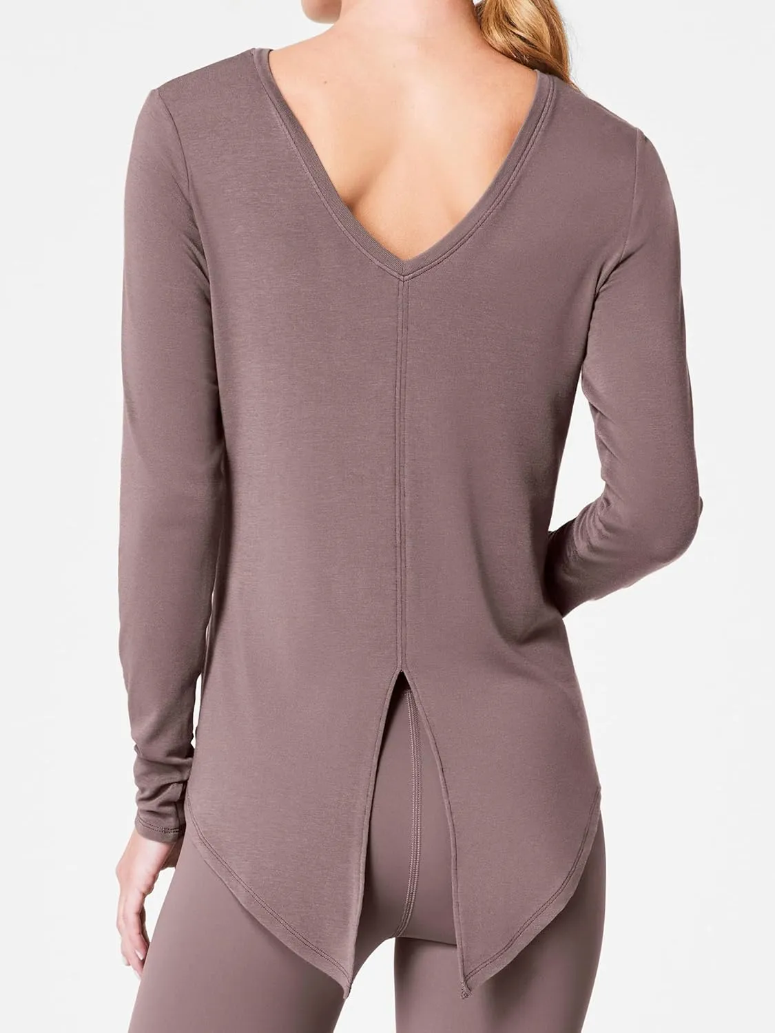 SuperPrity Women's Long Sleeve T-Shirt Workout Tops Reversible Tie Front Tunic Yoga Gym Ladies Blouses Activewear