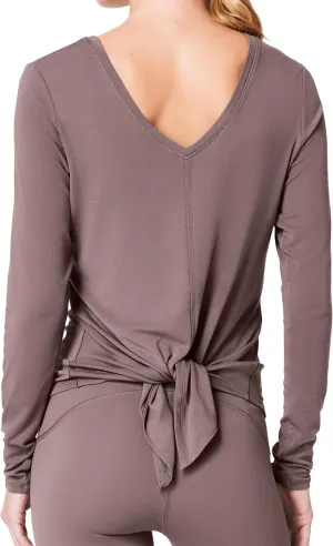 SuperPrity Women's Long Sleeve T-Shirt Workout Tops Reversible Tie Front Tunic Yoga Gym Ladies Blouses Activewear