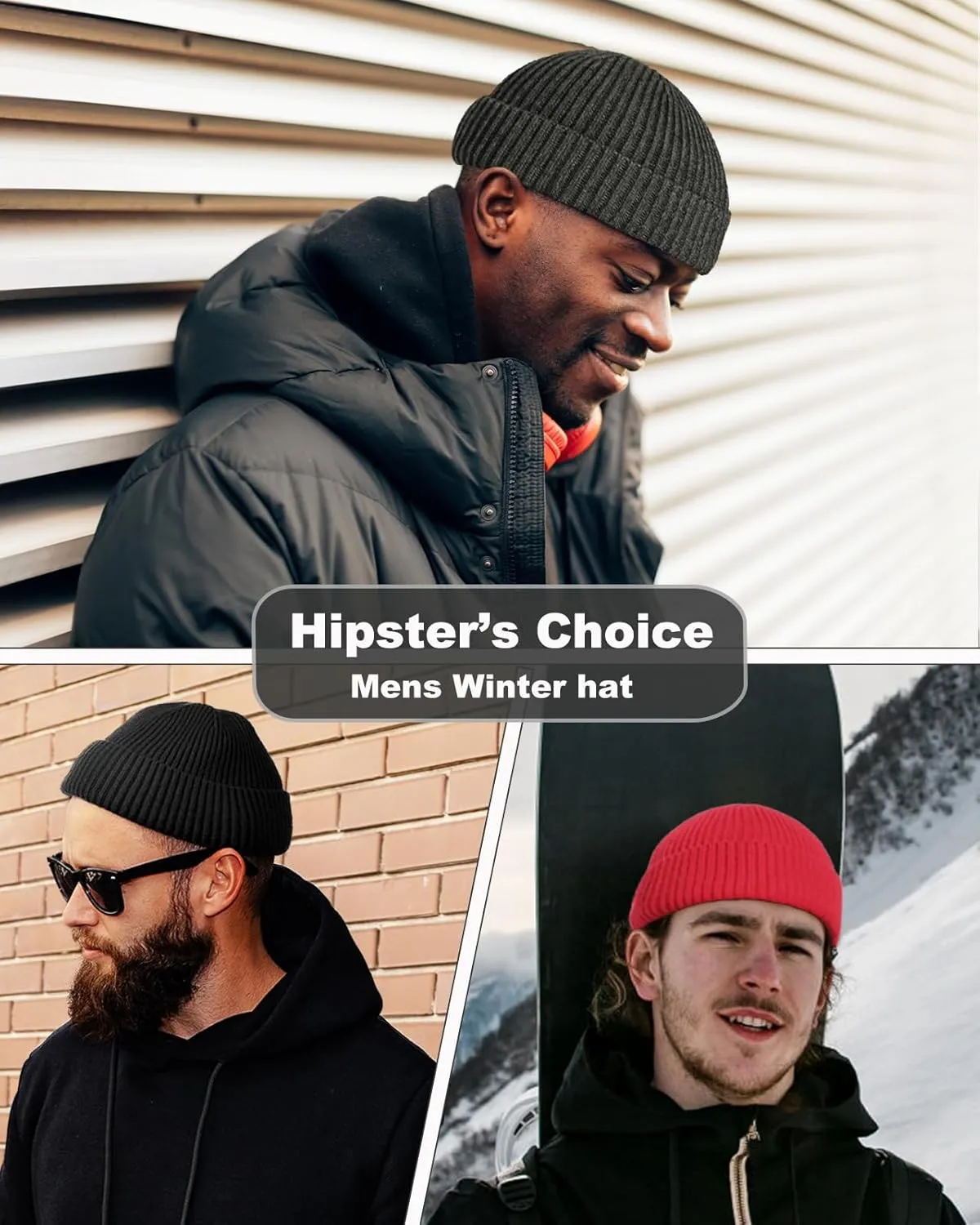 Swag Short Fisherman Beanie for Men Women, Wool Knit Cuff Soft Trawler Beanie Watch Hat, Winter Warm Hats Skull Cap