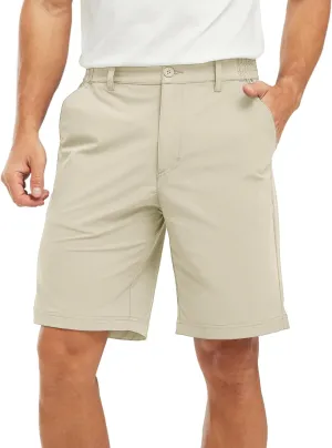 TBMPOY Men's Shorts Golf 9" Casual Elastic Waist Quick Dry Flat Front Travel Shorts with 5 Pockets