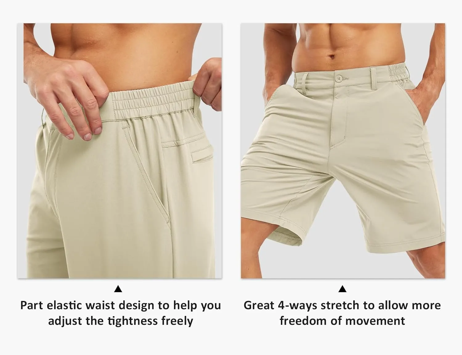 TBMPOY Men's Shorts Golf 9" Casual Elastic Waist Quick Dry Flat Front Travel Shorts with 5 Pockets