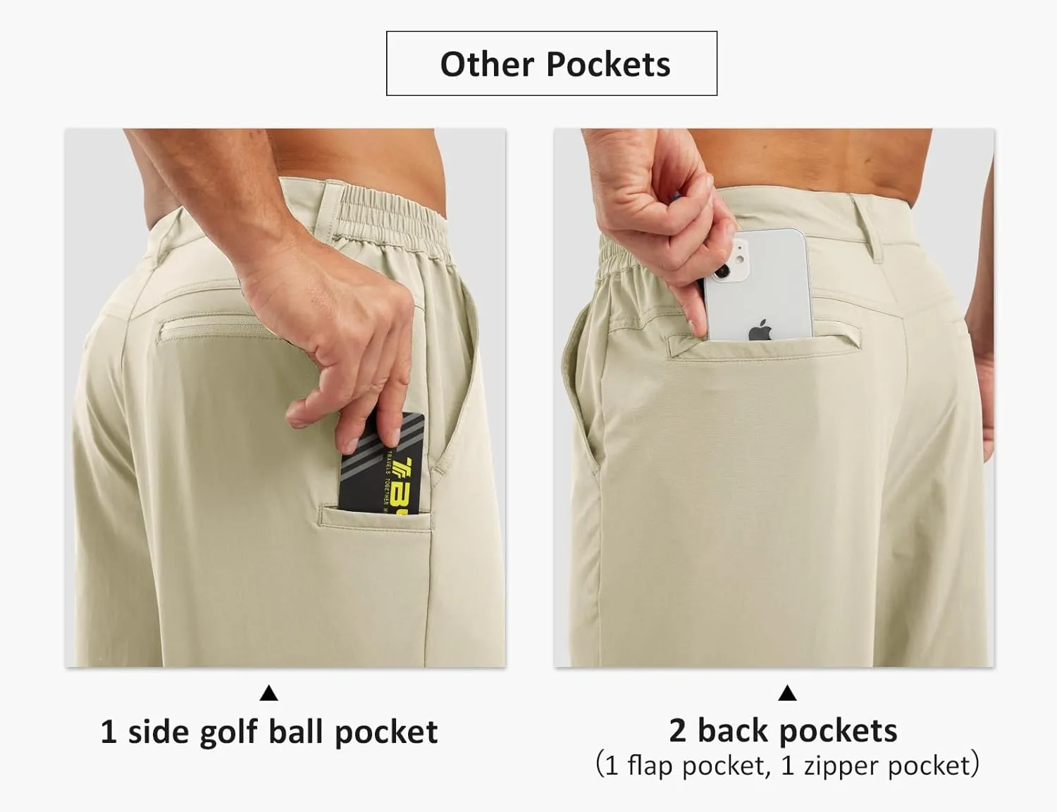 TBMPOY Men's Shorts Golf 9" Casual Elastic Waist Quick Dry Flat Front Travel Shorts with 5 Pockets