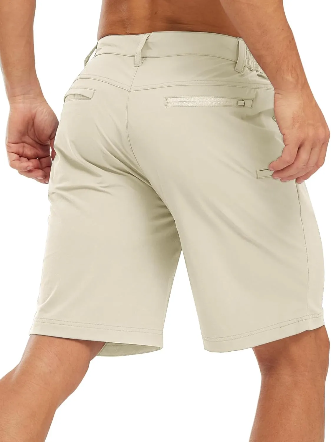 TBMPOY Men's Shorts Golf 9" Casual Elastic Waist Quick Dry Flat Front Travel Shorts with 5 Pockets
