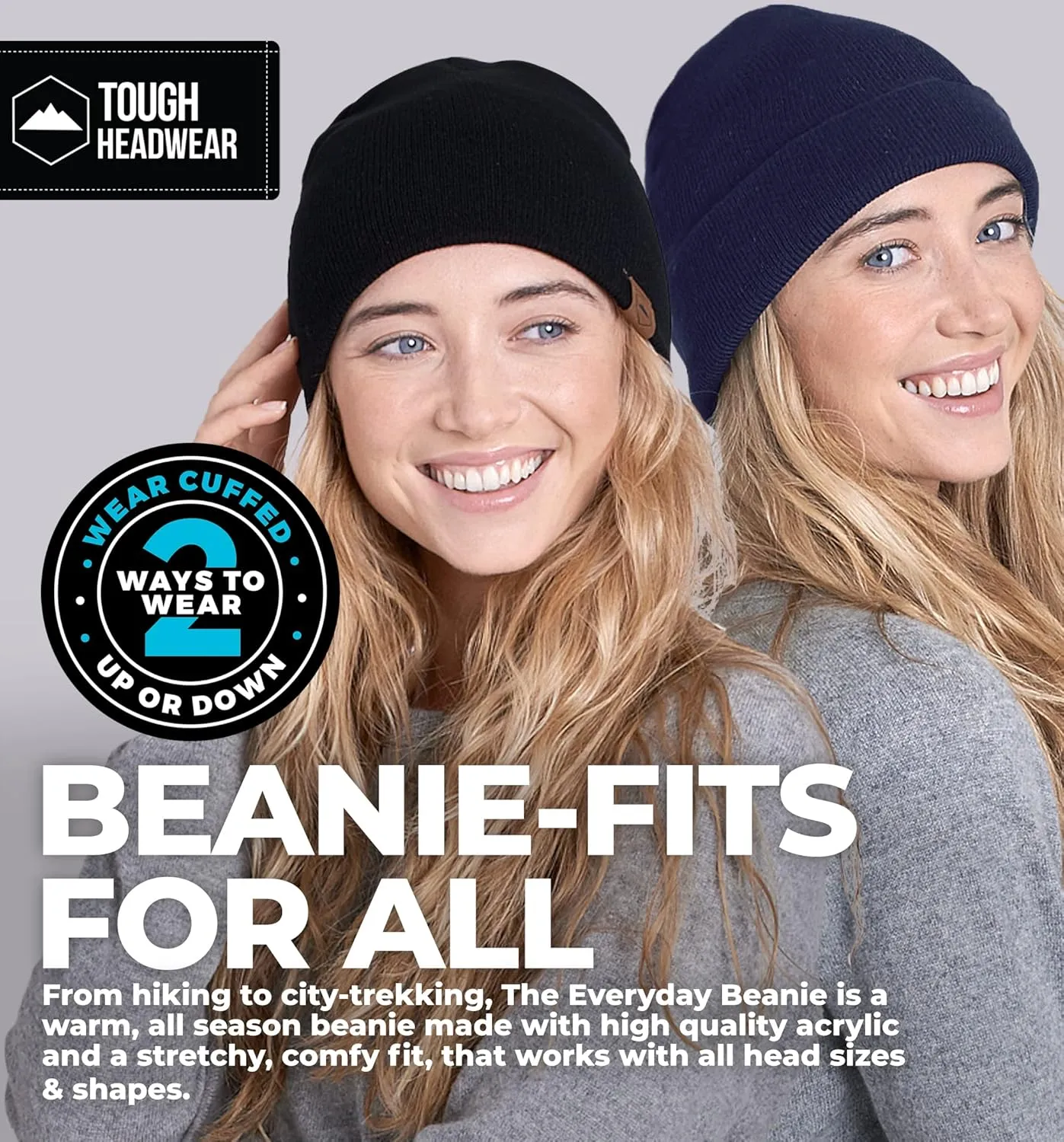 Tough Headwear Daily Knit Beanie - Beanies Hats for Men - Winter Hats for Men & Women - Warm Knitted Hats for Cold Weather