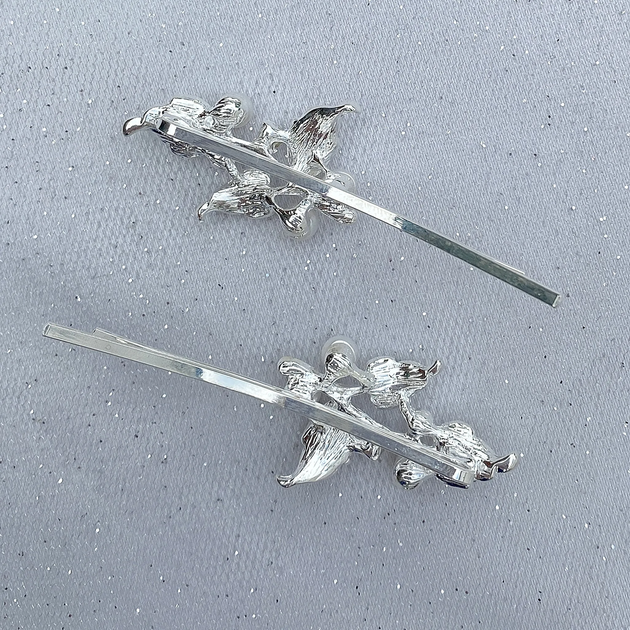 Wedding Hair Clips Silver Pearl Hair Slides Set of 2