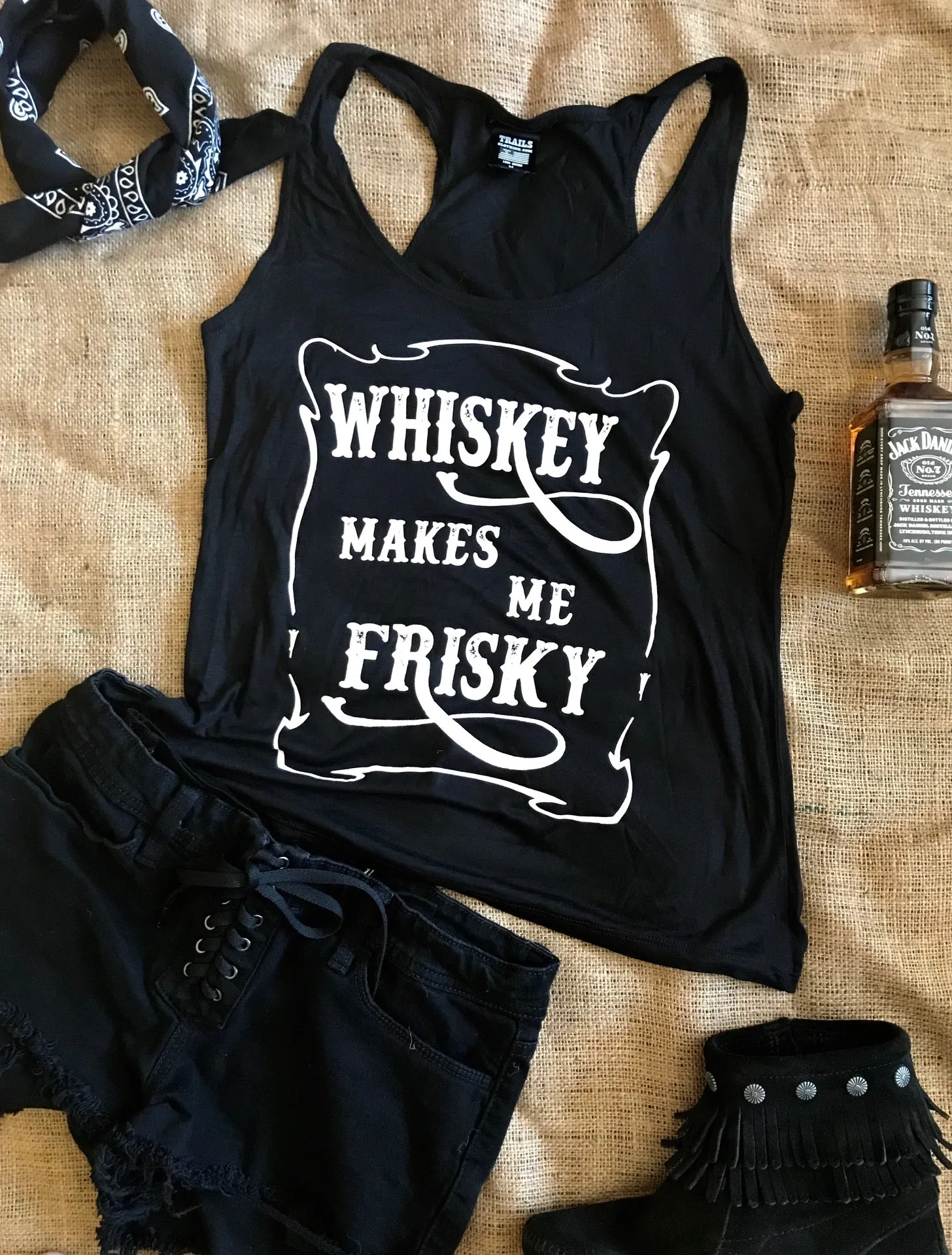 WHISKEY MAKES ME FRISKY TANK TOP