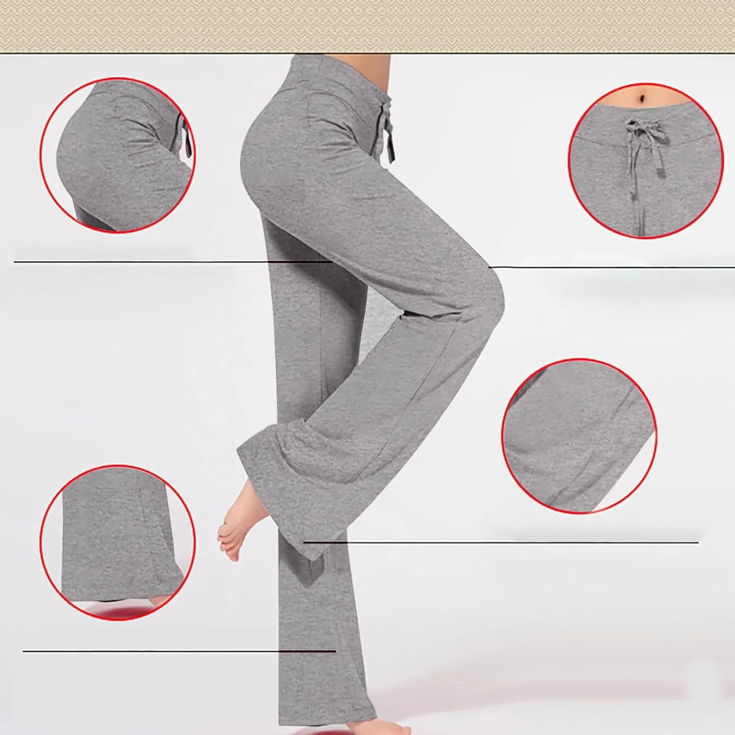 Women Yoga Pants Long Modal Comfy Drawstring Trousers Loose Straight Leg Yoga Running Athletic Lounge Pants
