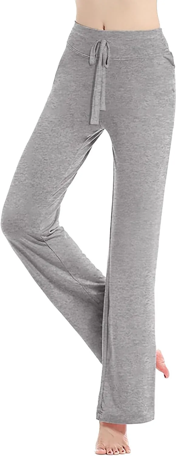 Women Yoga Pants Long Modal Comfy Drawstring Trousers Loose Straight Leg Yoga Running Athletic Lounge Pants