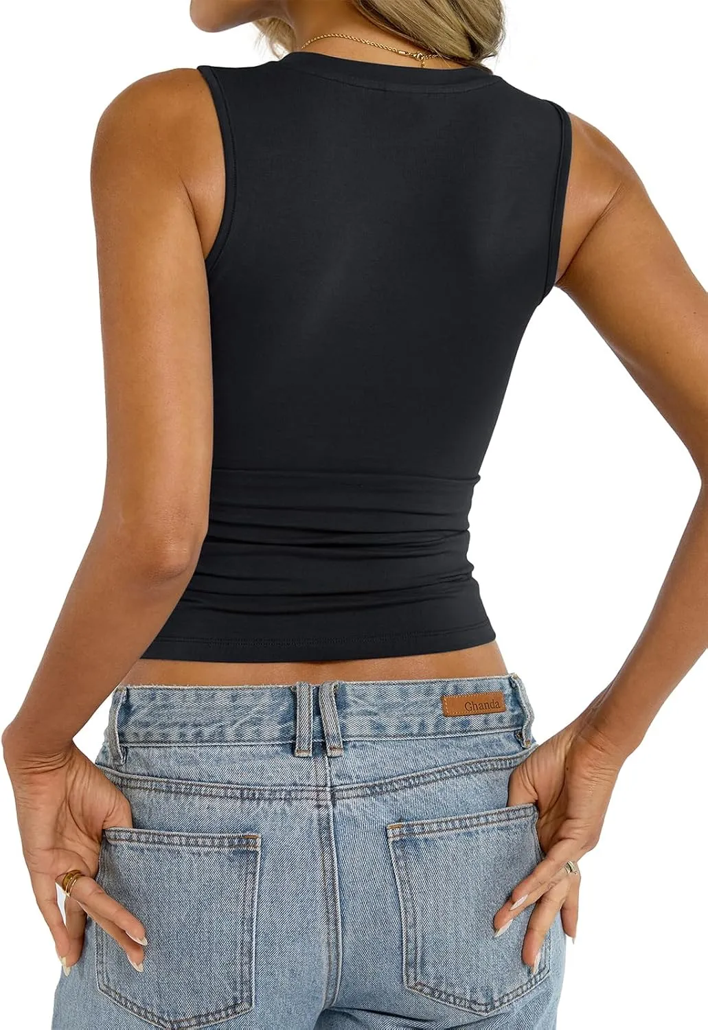Womens Cotton High Neck Tank Tops Fitted Basic Sleeveless Shirts Summer Casual Outfits 2025