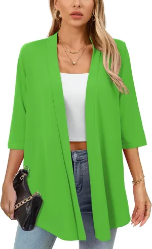 Women's Lightweight Open Front Cardigans Casual Soft Drape Spring Summer Fall Cardigan S-3XL
