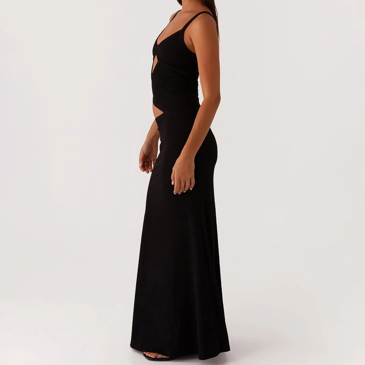Women's Slip Maxi Dress Knit Sexy Lounge Low Cut Sleeveless Backless Hollow Ribbed Bodycon Dresses Long Dress