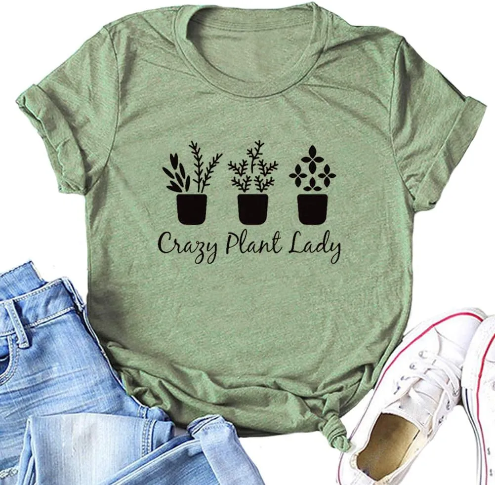 YourTops Women Crazy Plant Lady Graphic T-Shirt