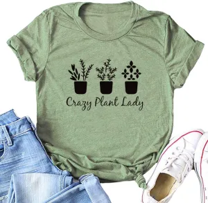 YourTops Women Crazy Plant Lady Graphic T-Shirt