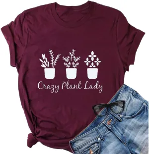 YourTops Women Crazy Plant Lady Graphic T-Shirt